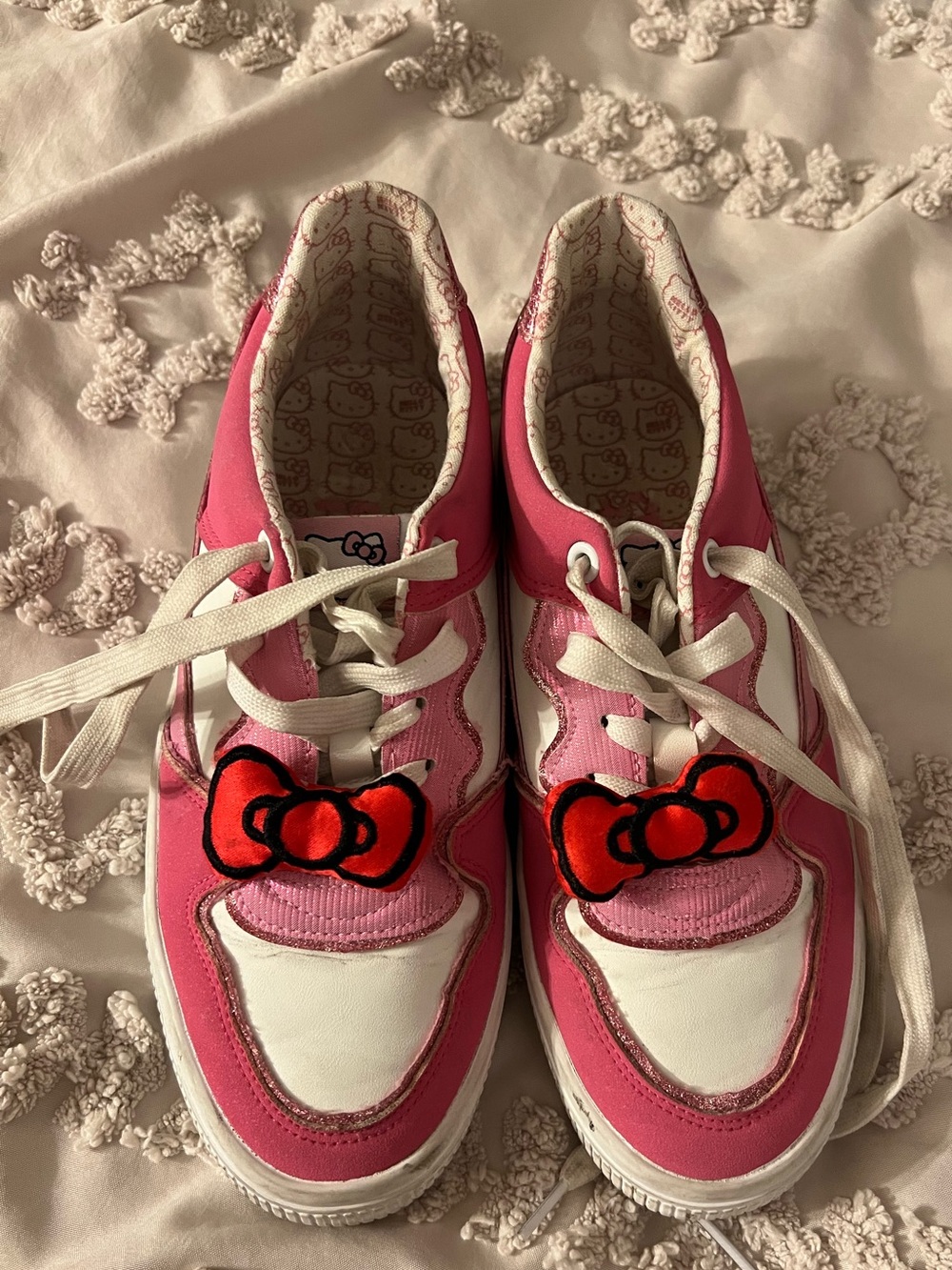 Hello Kitty Pink & White Bow Accent Sneakers